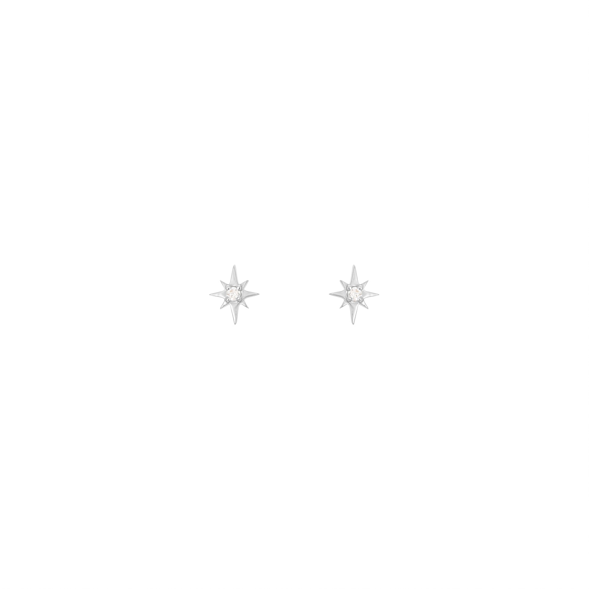 North Star stud earrings 18k White Gold