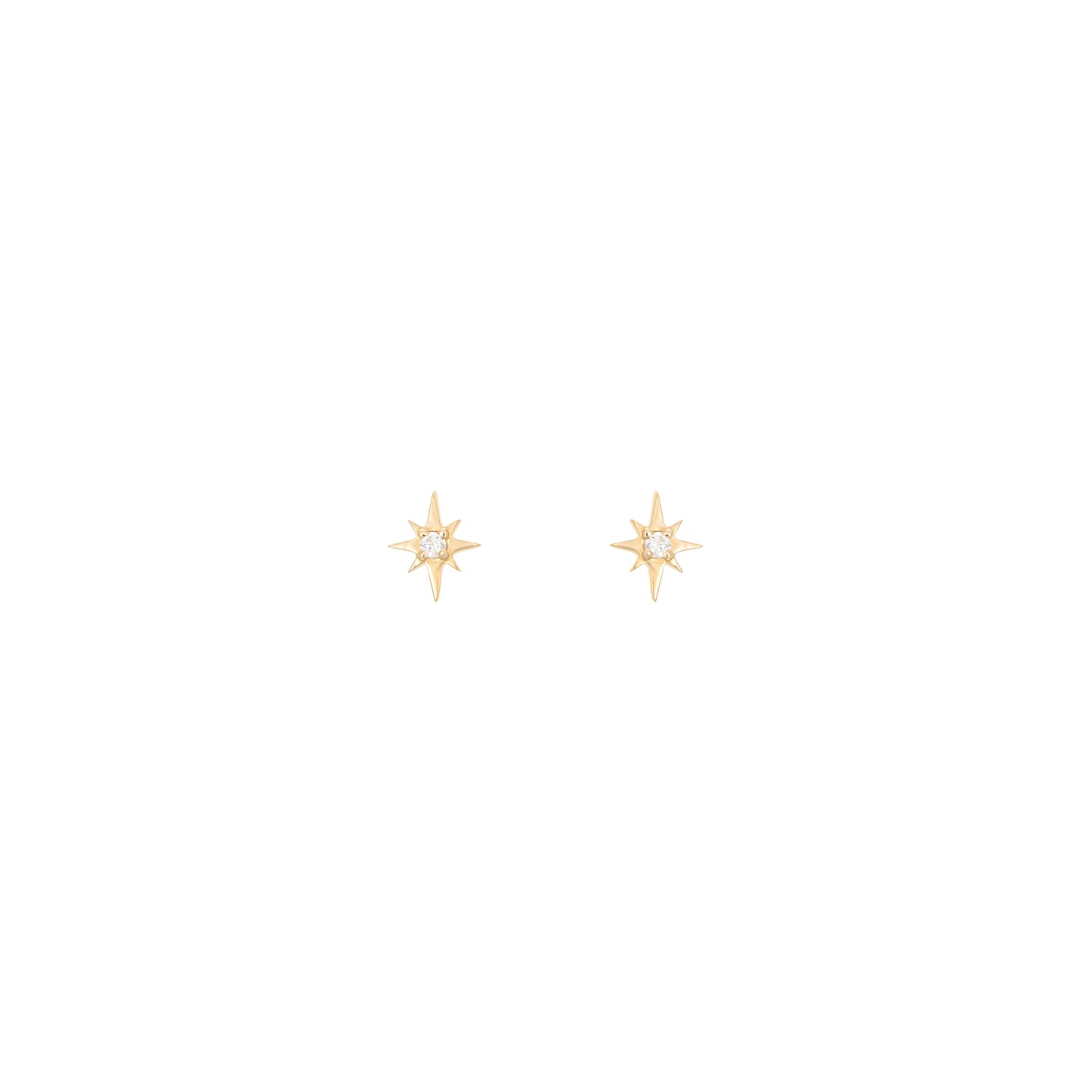 North Star stud earrings 18k Yellow Gold