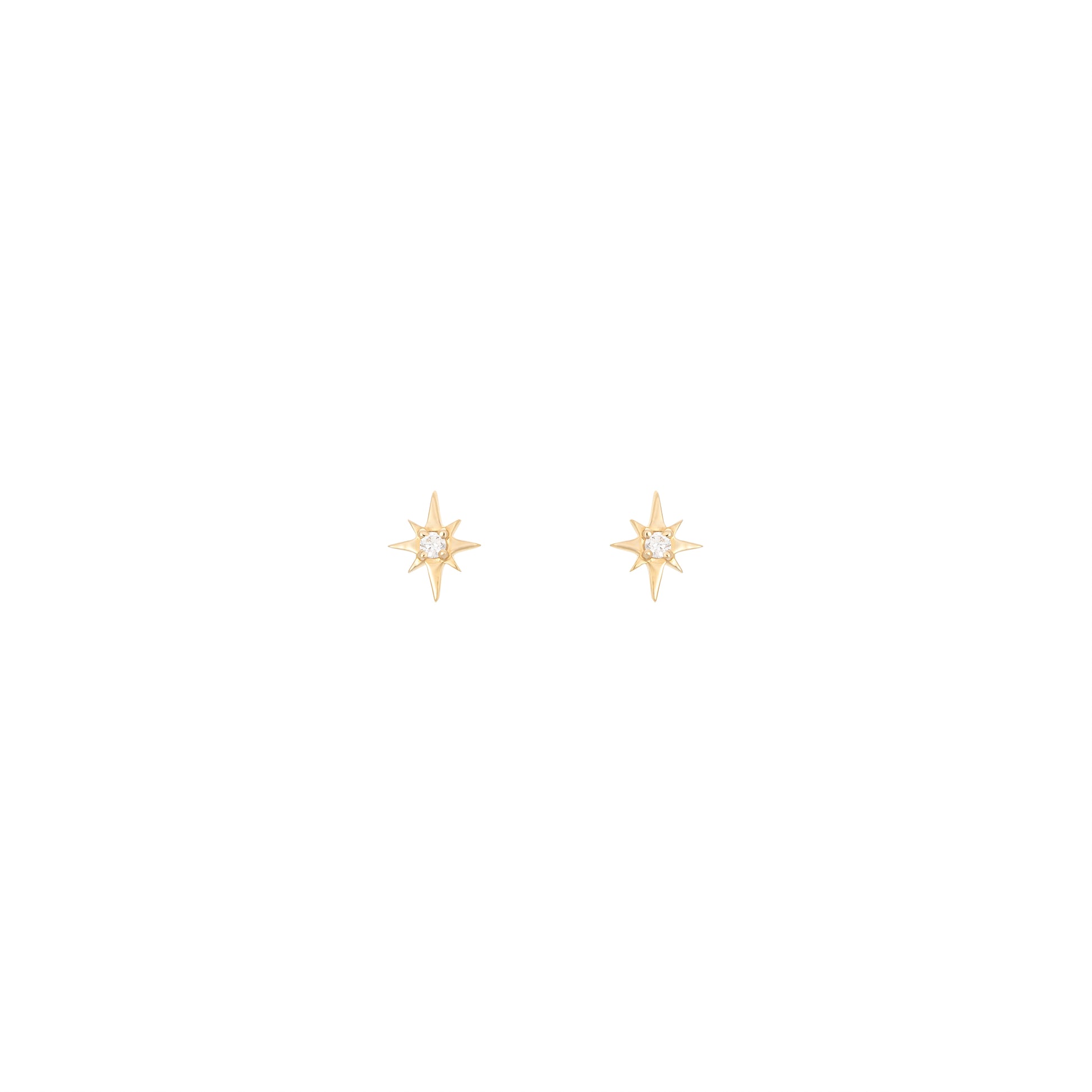 North Star stud earrings 18k Yellow Gold