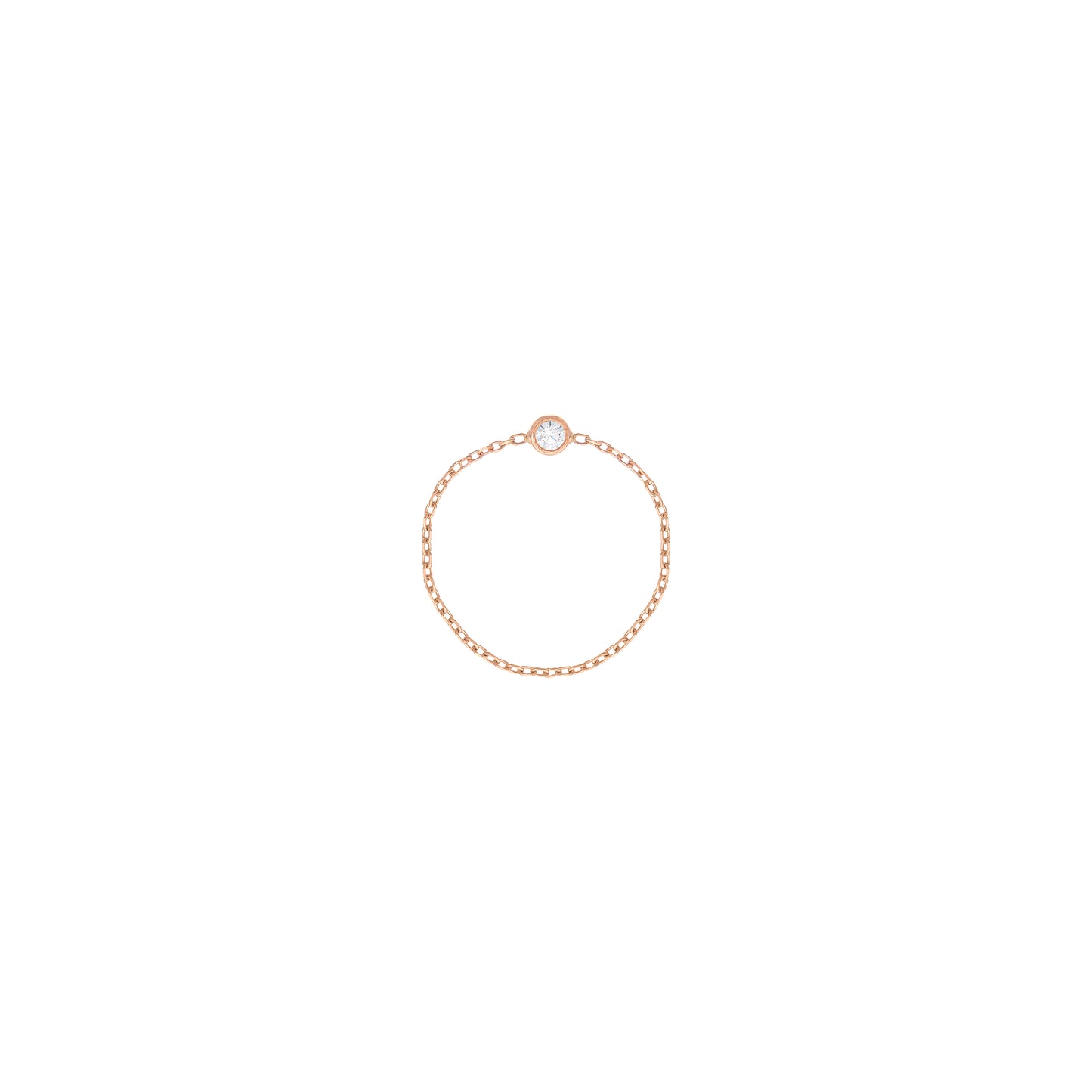 Simple Diamond Chain Ring in 18k Rose Gold