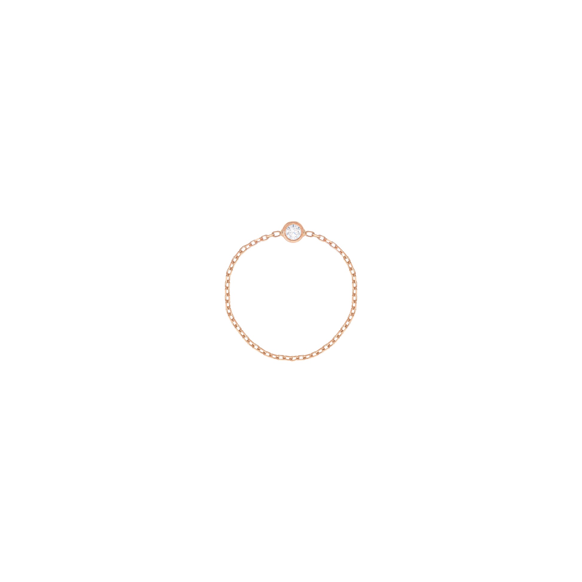 Simple Diamond Chain Ring in 18k Rose Gold