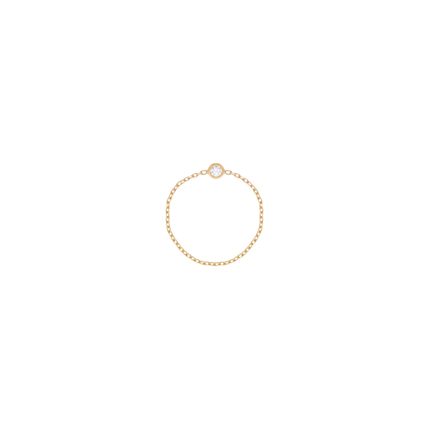 Simple Diamond Chain Ring in 18k Yellow Gold