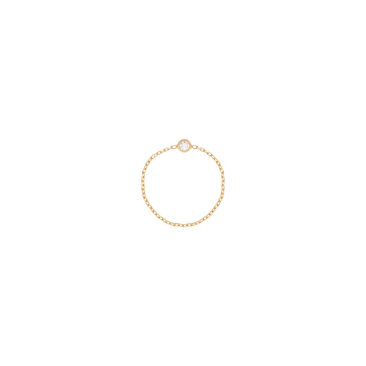 Simple Diamond Chain Ring in 18k Yellow Gold