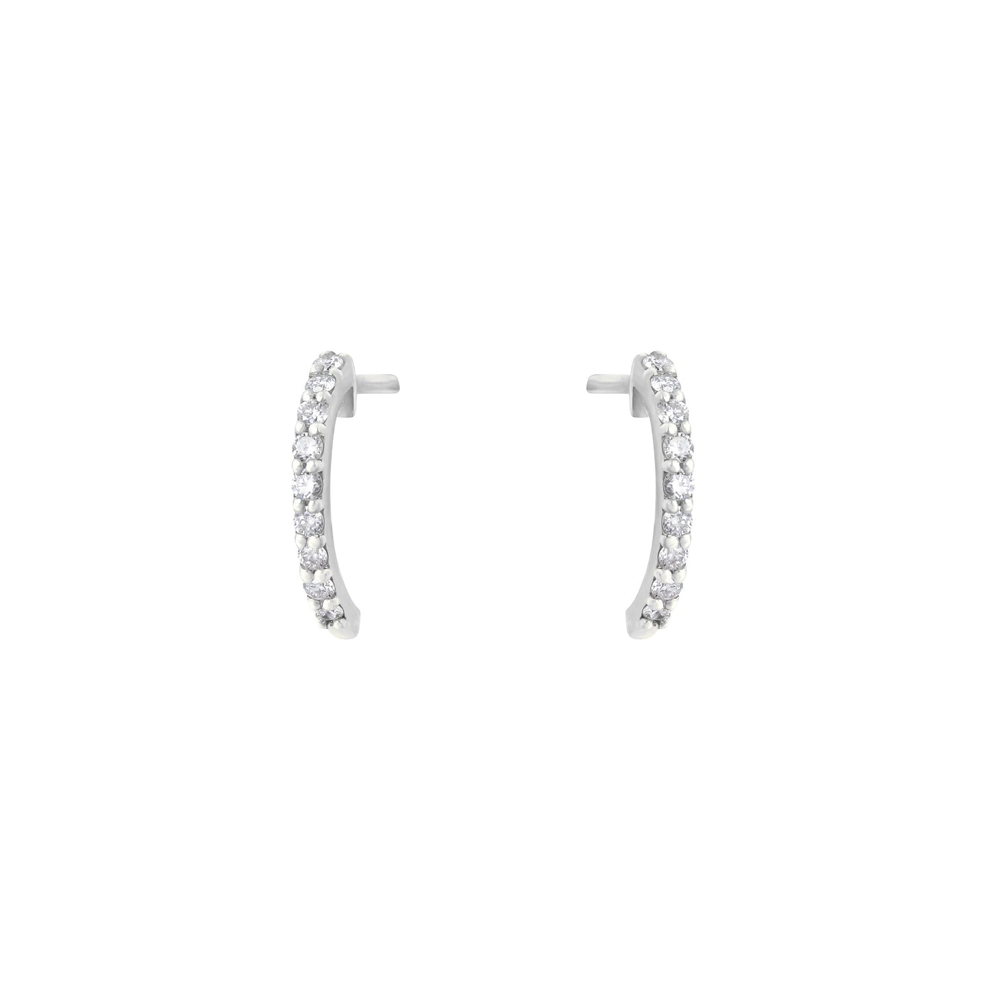 Small Semi Hoop Earrings in White Gold with Diamonds