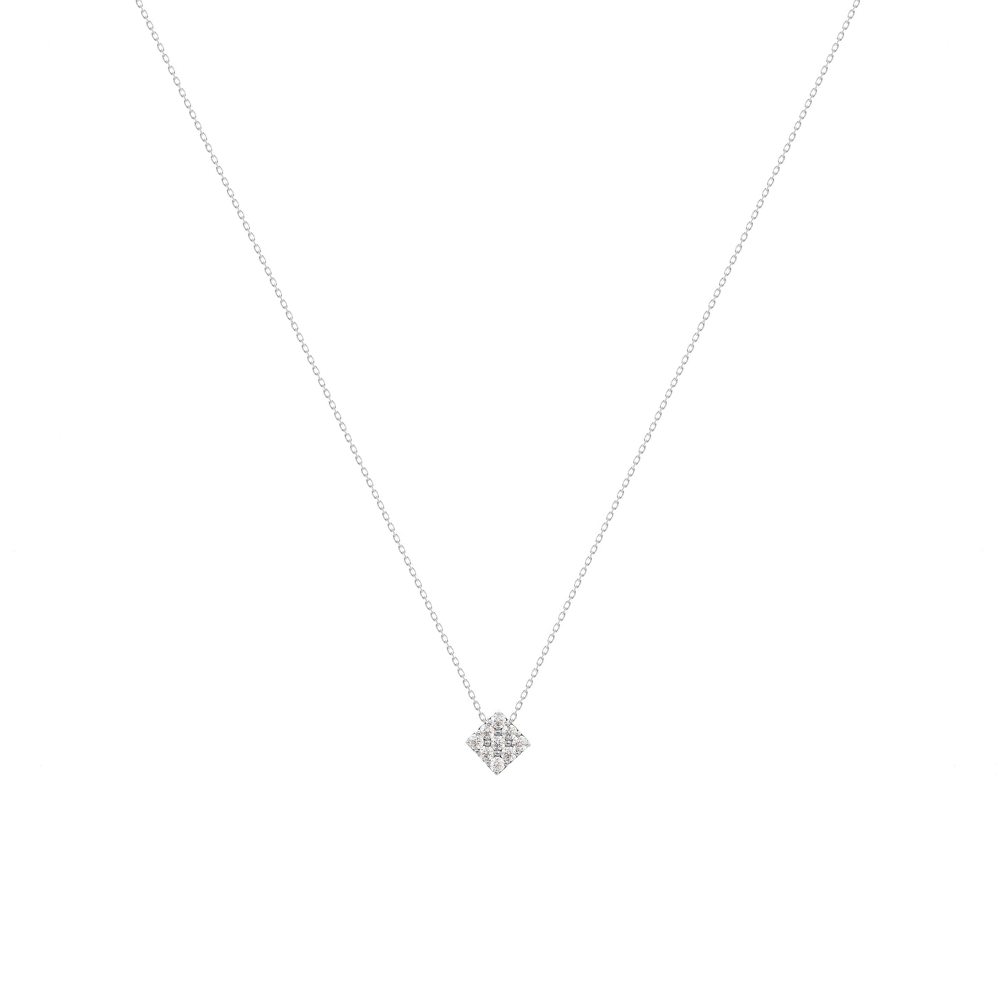 Square Cube Diamond Necklace in 18k White Gold