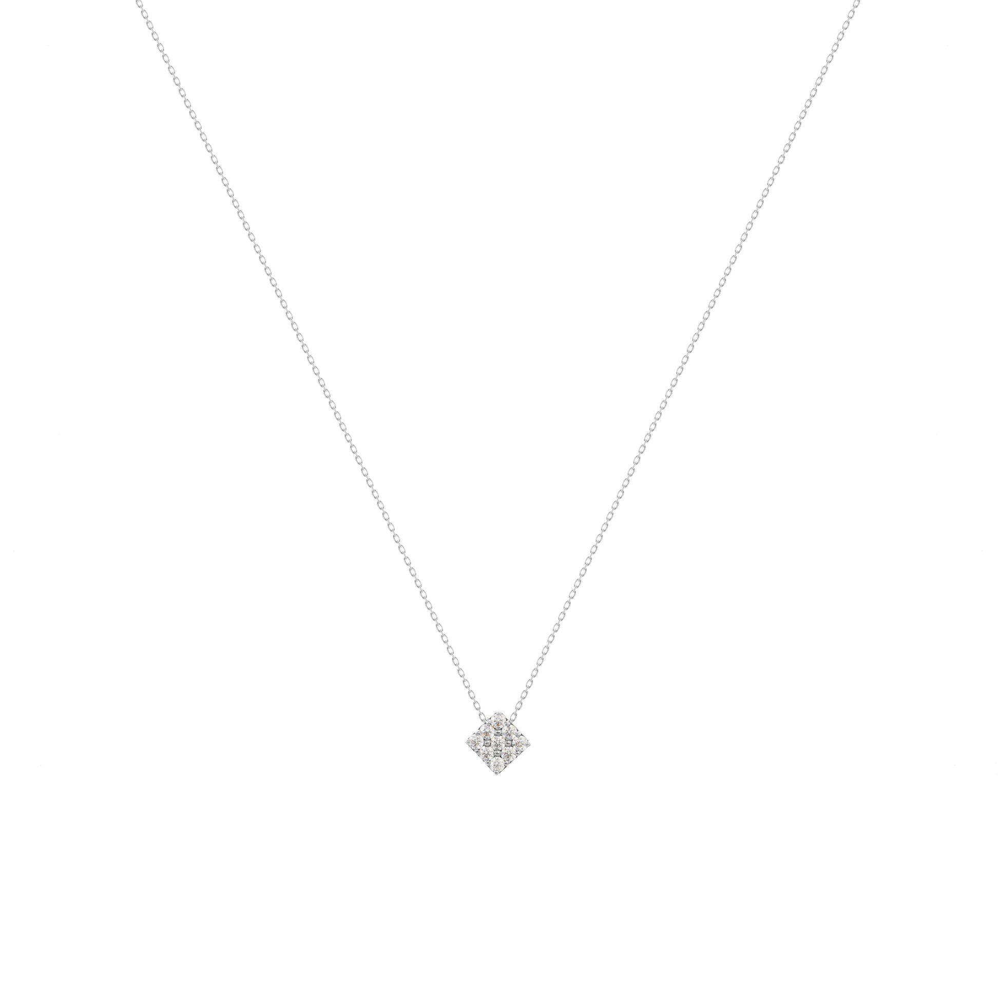 Square Cube Diamond Necklace in 18k White Gold