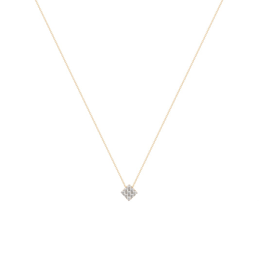 Square Cube Diamond Necklace in 18k Yellow Gold