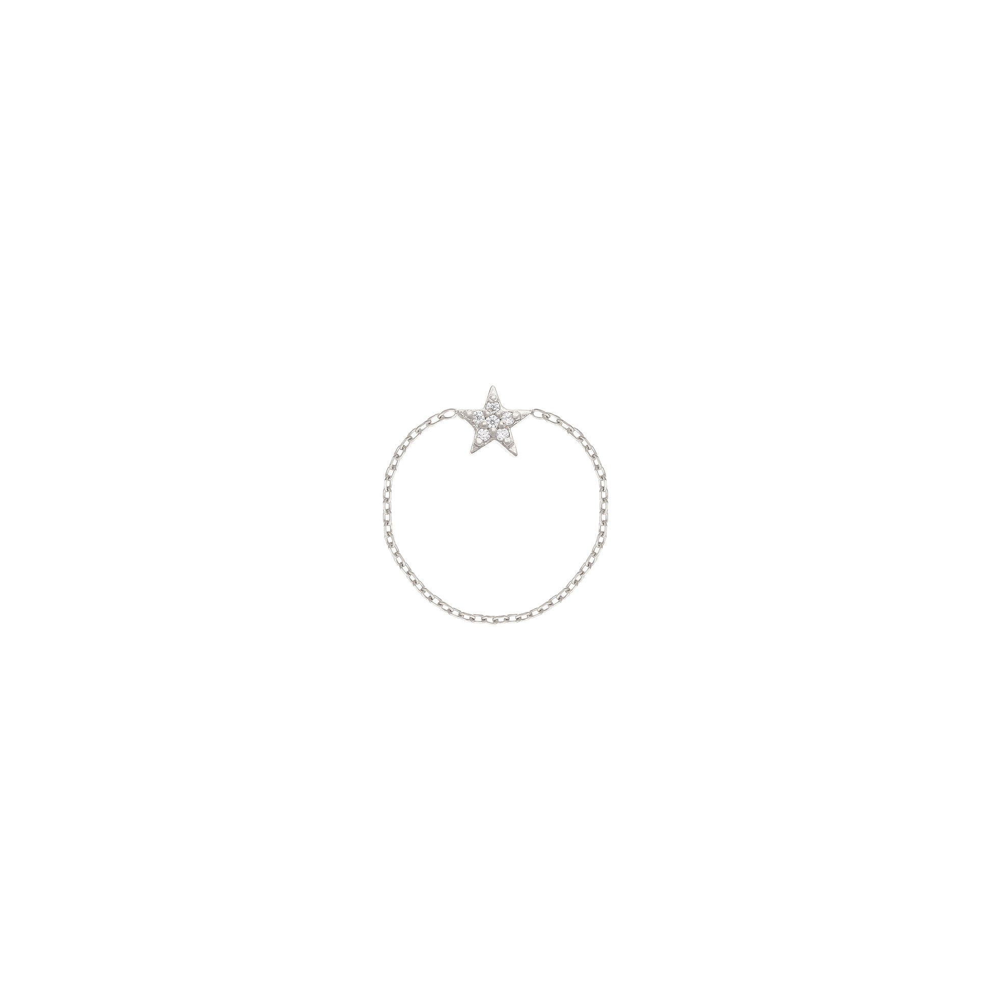 Star Chain Ring 18k White Gold in Diamonds