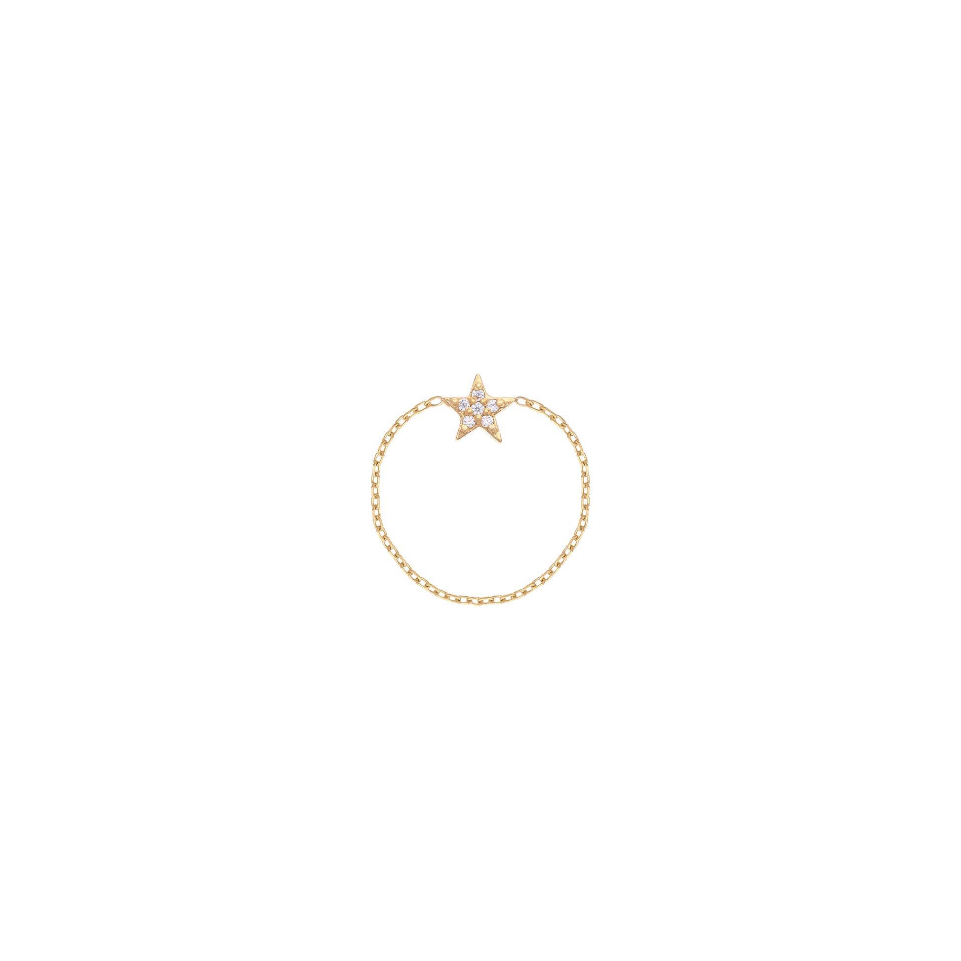 Star Chain Ring 18k Yellow Gold in Diamonds