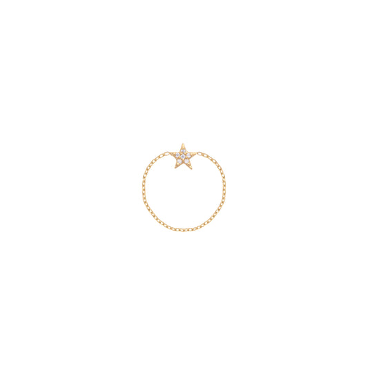 Star Chain Ring 18k Yellow Gold in Diamonds