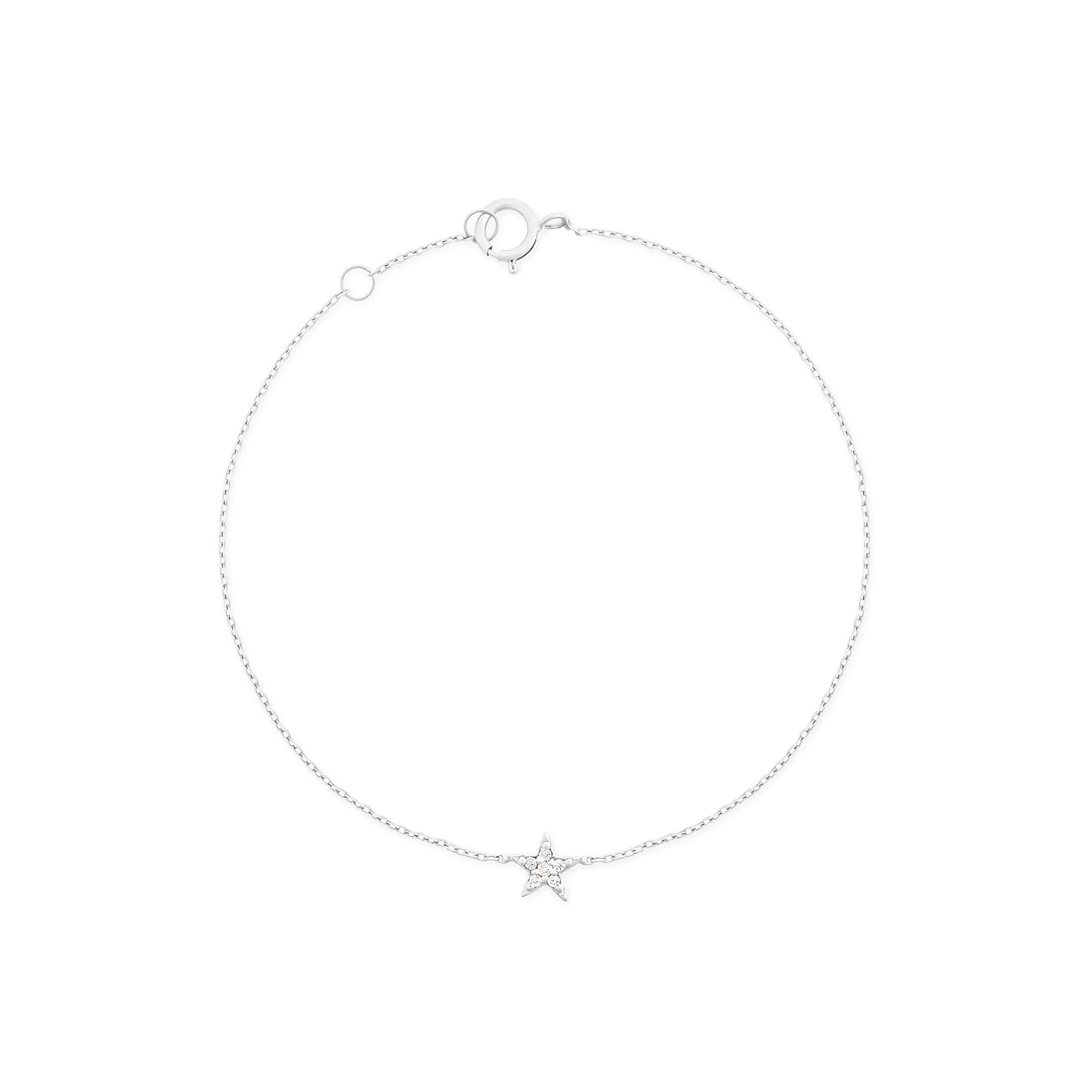 Diamond Pave Star Bracelet in 18k White Gold