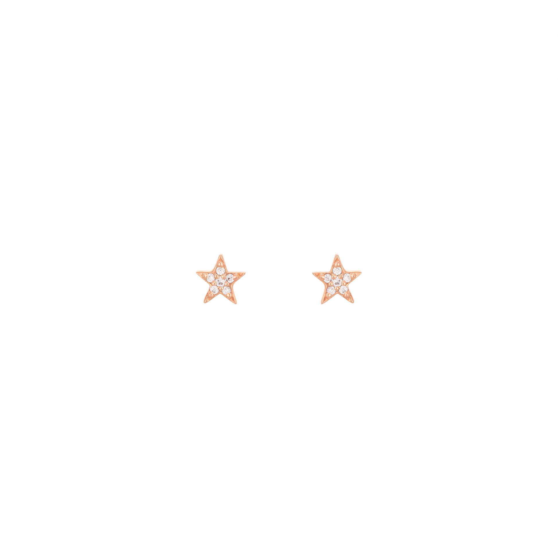 Star Earrings Rose Gold With Diamonds