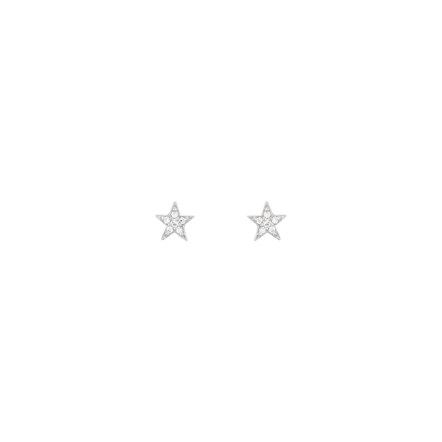 Star Earrings White Gold With Diamonds