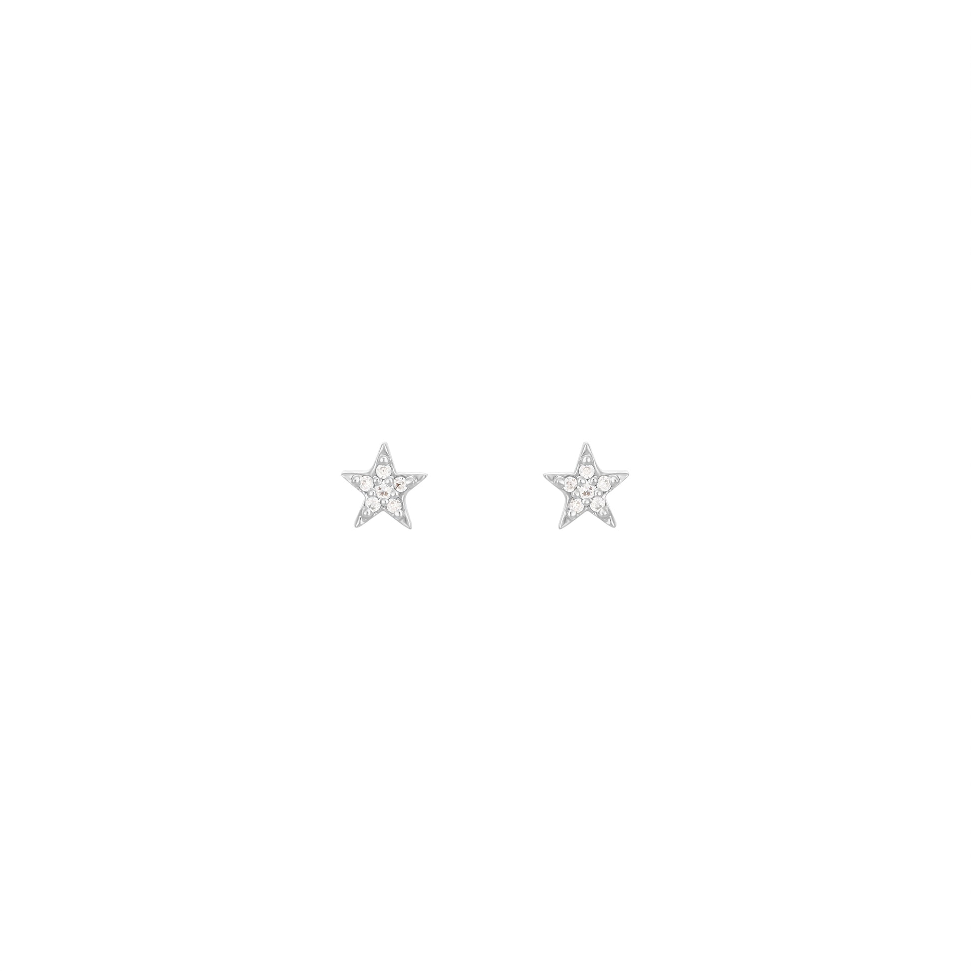 Star Earrings White Gold With Diamonds