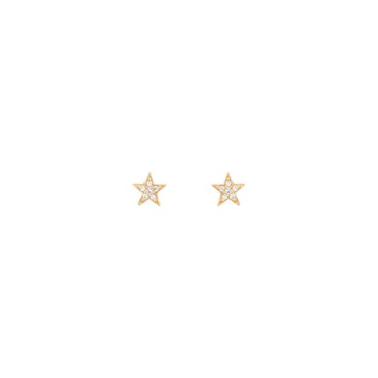 Star Earrings Yellow Gold With Diamonds