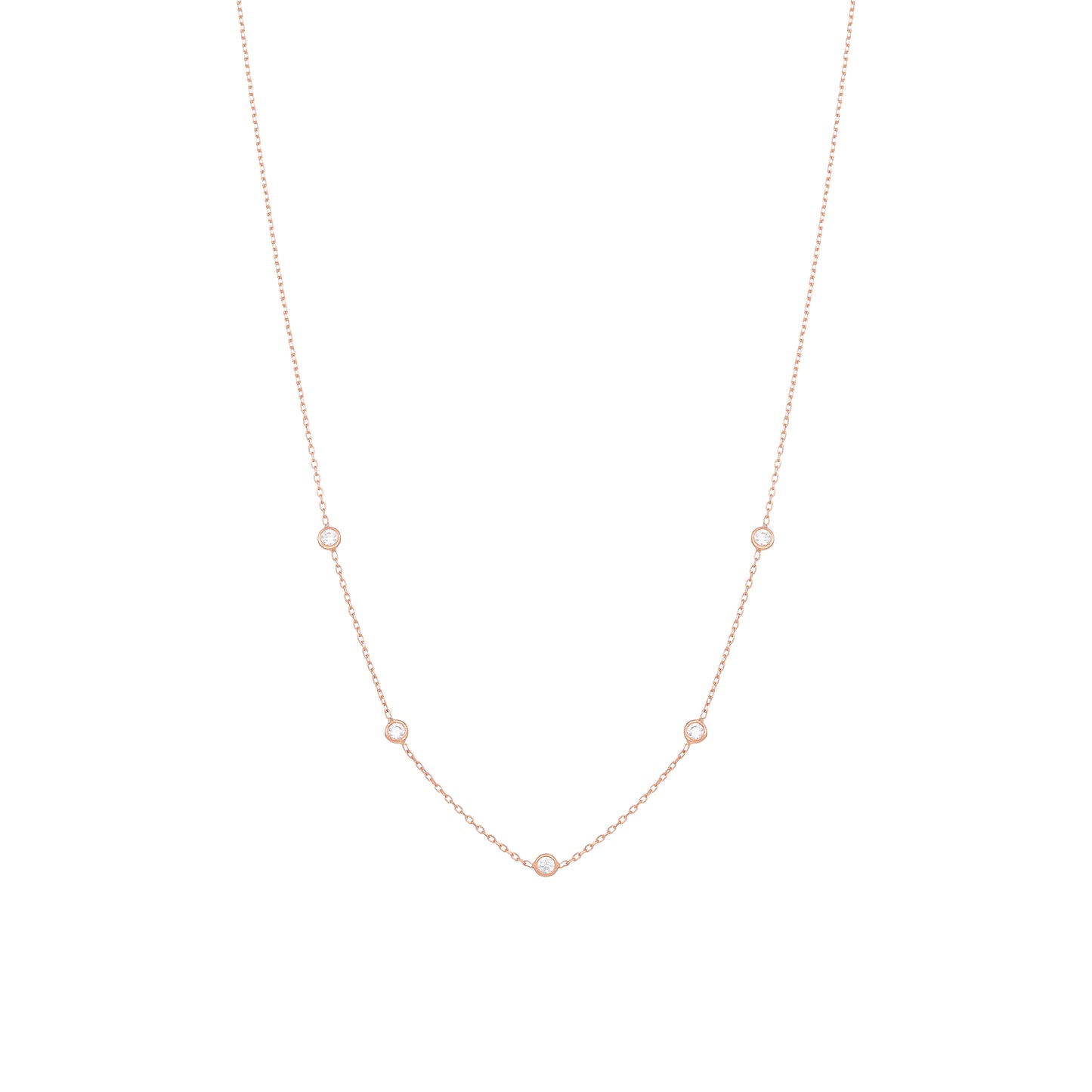 Tiny Diamond Necklace in 18k Pink Gold