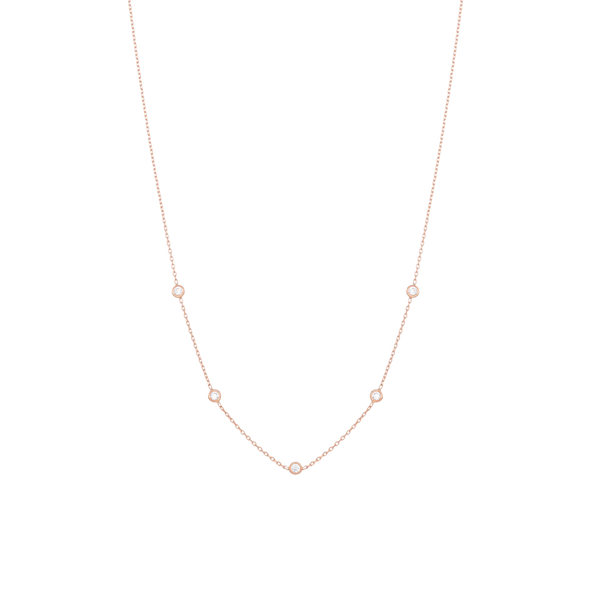 Tiny Diamond Necklace in 18k Pink Gold