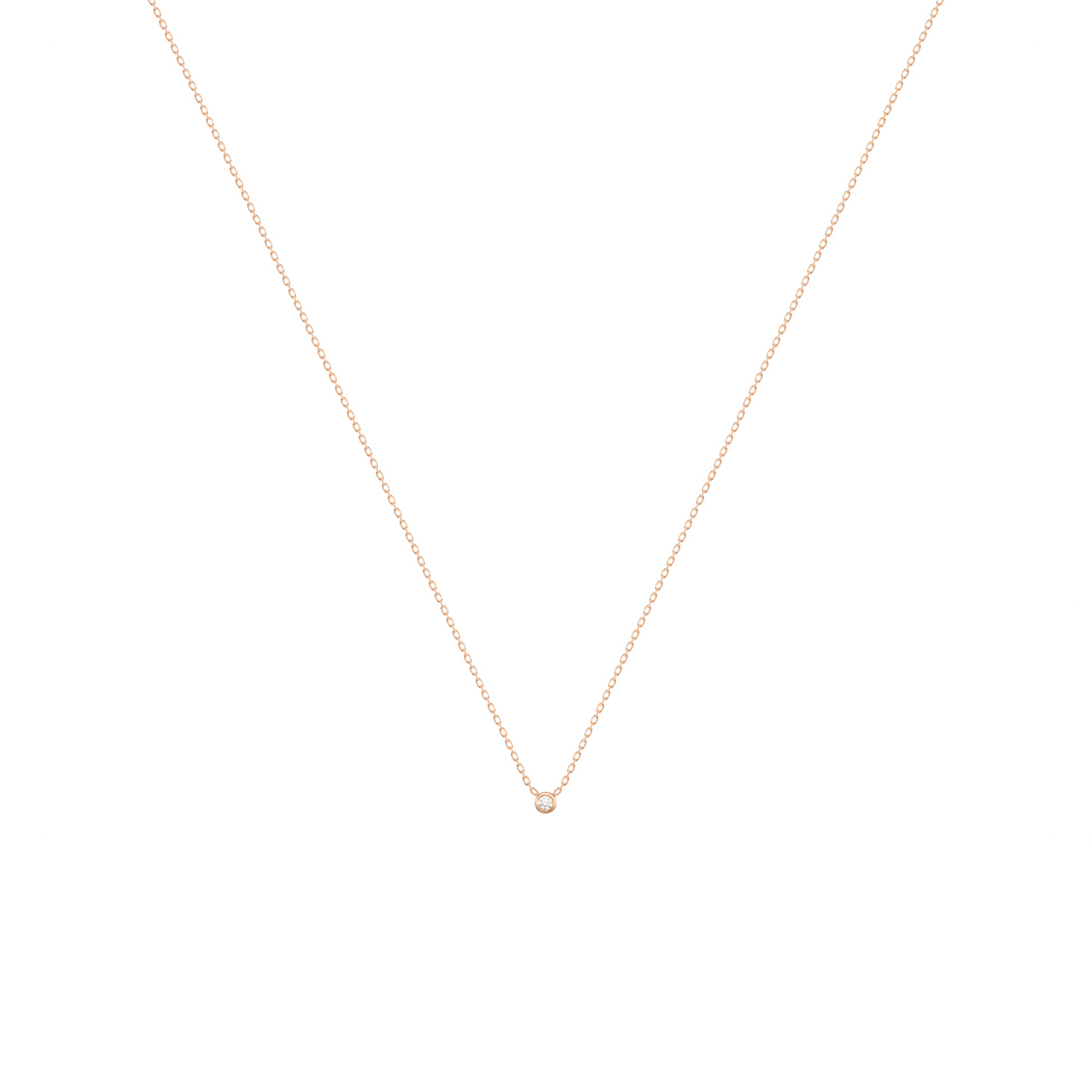 Tiny Diamond Necklace 18k Rose Gold Chain