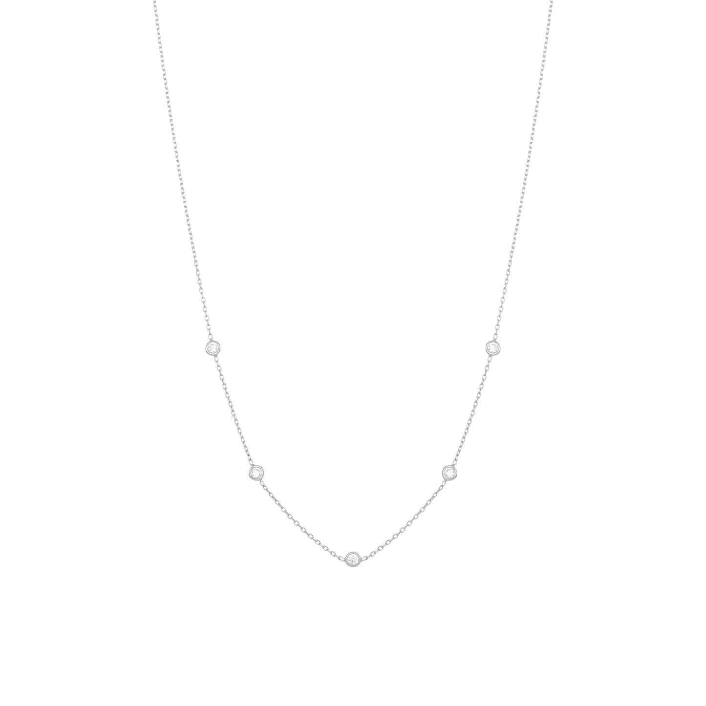 Tiny Diamond Necklace in 18k White Gold