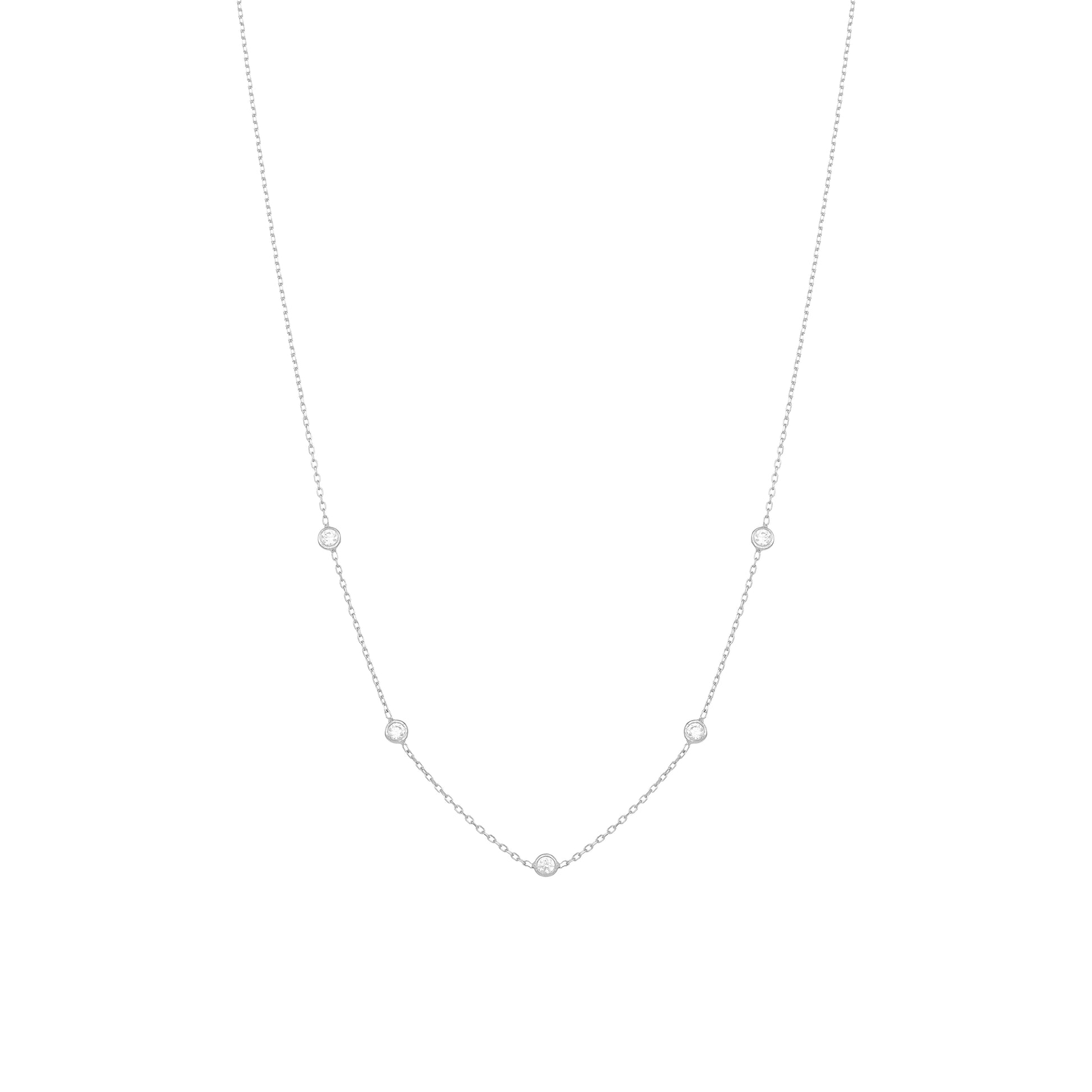 Tiny Diamond Necklace in 18k White Gold