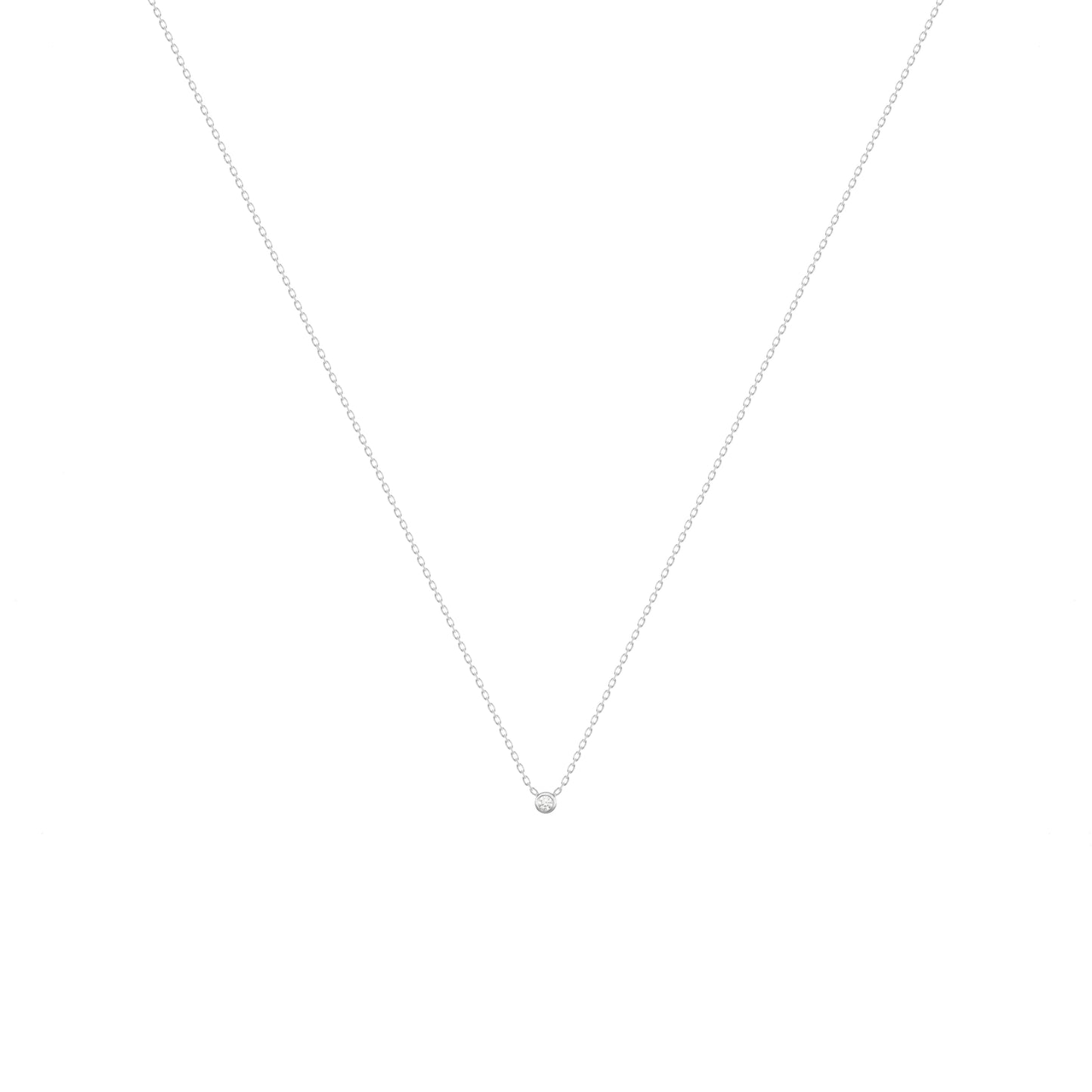 Tiny Diamond Necklace 18k White Gold Chain