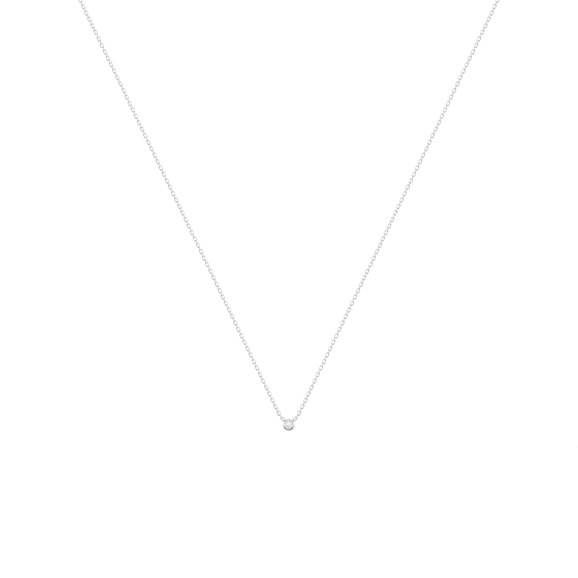 Tiny Diamond Necklace 18k White Gold Chain