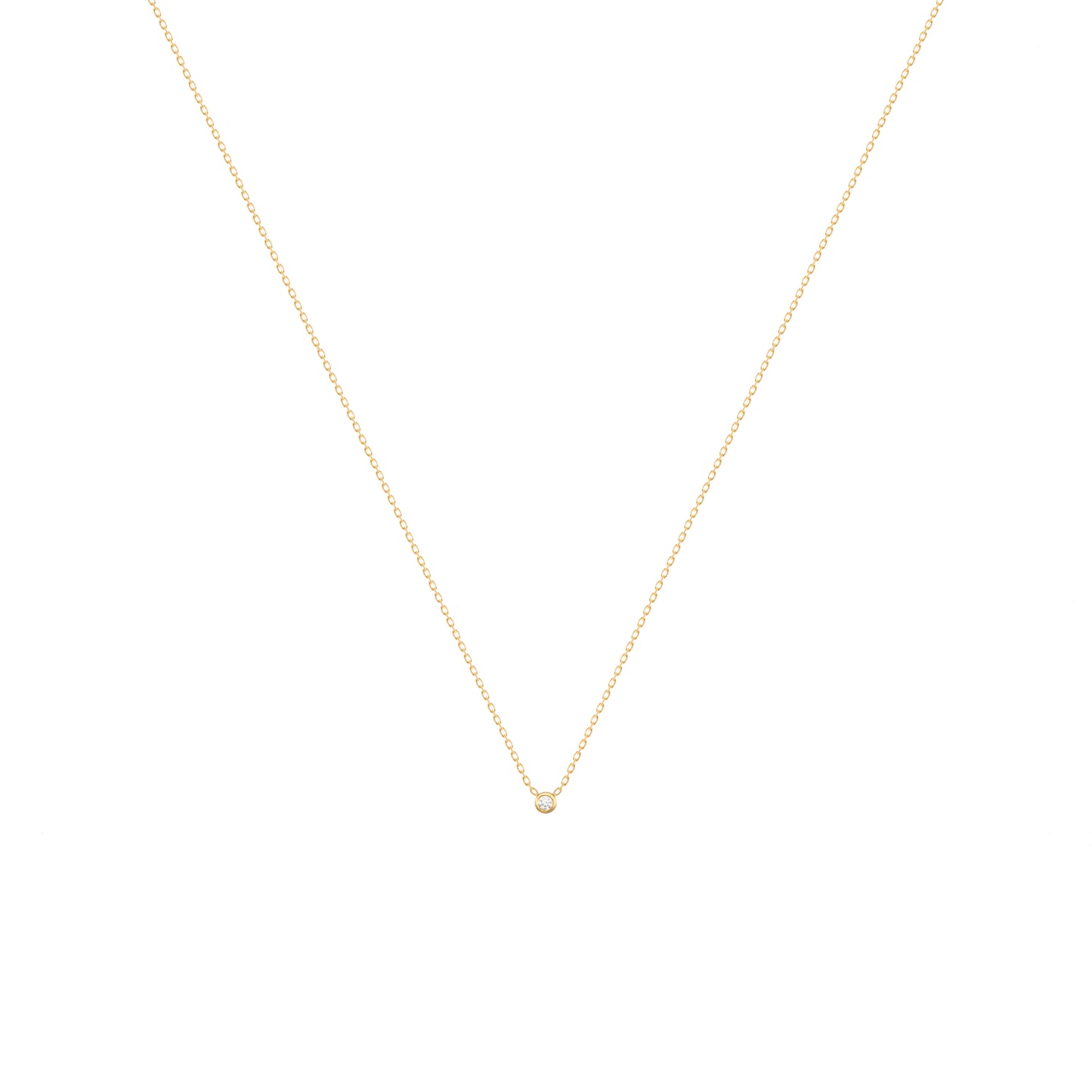 Tiny Diamond Necklace 18k Yellow Gold Chain