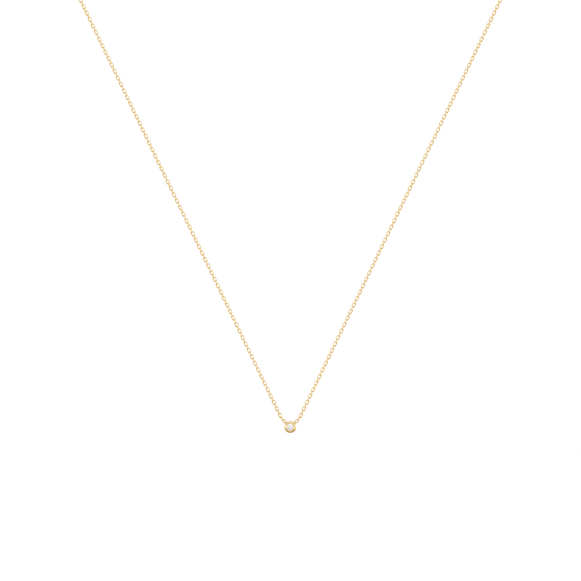 Tiny Diamond Necklace 18k Yellow Gold Chain