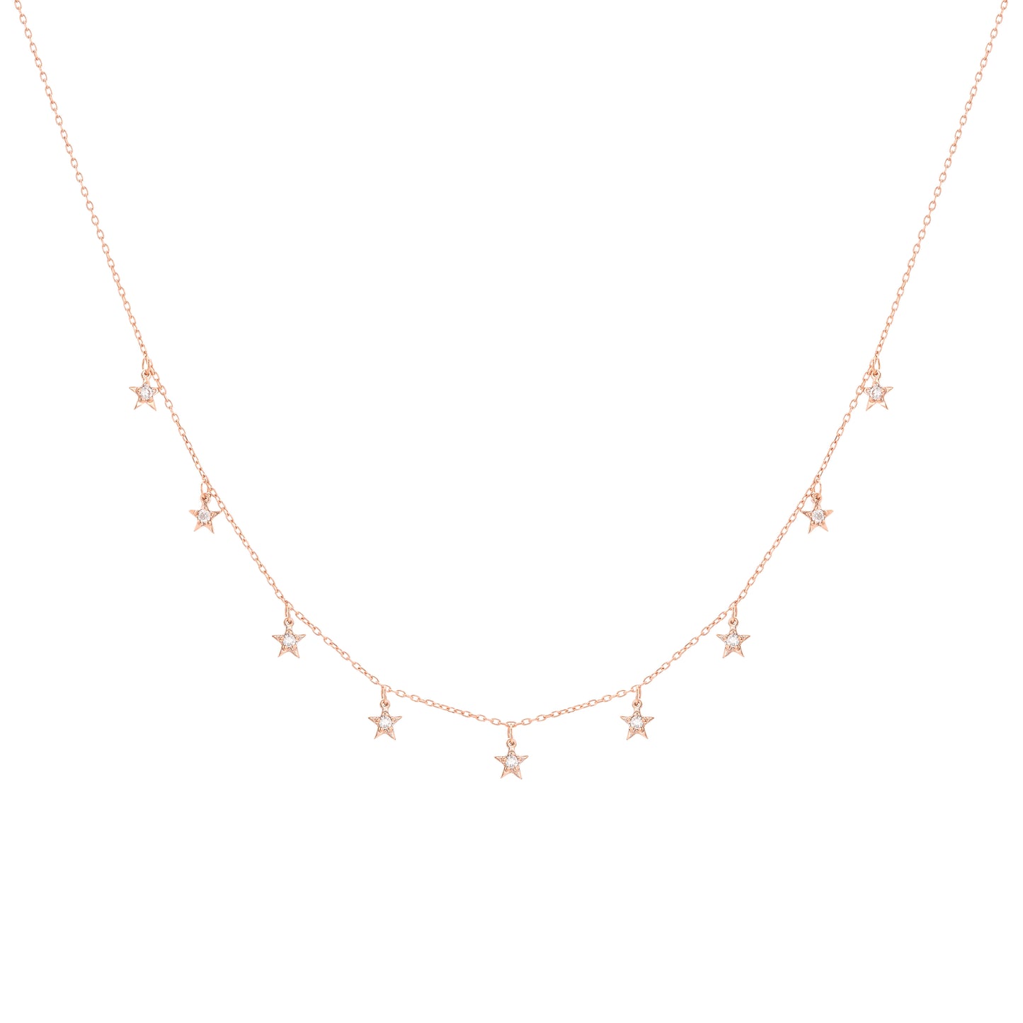 Tiny Diamond Star Necklace in 18k Rose Gold