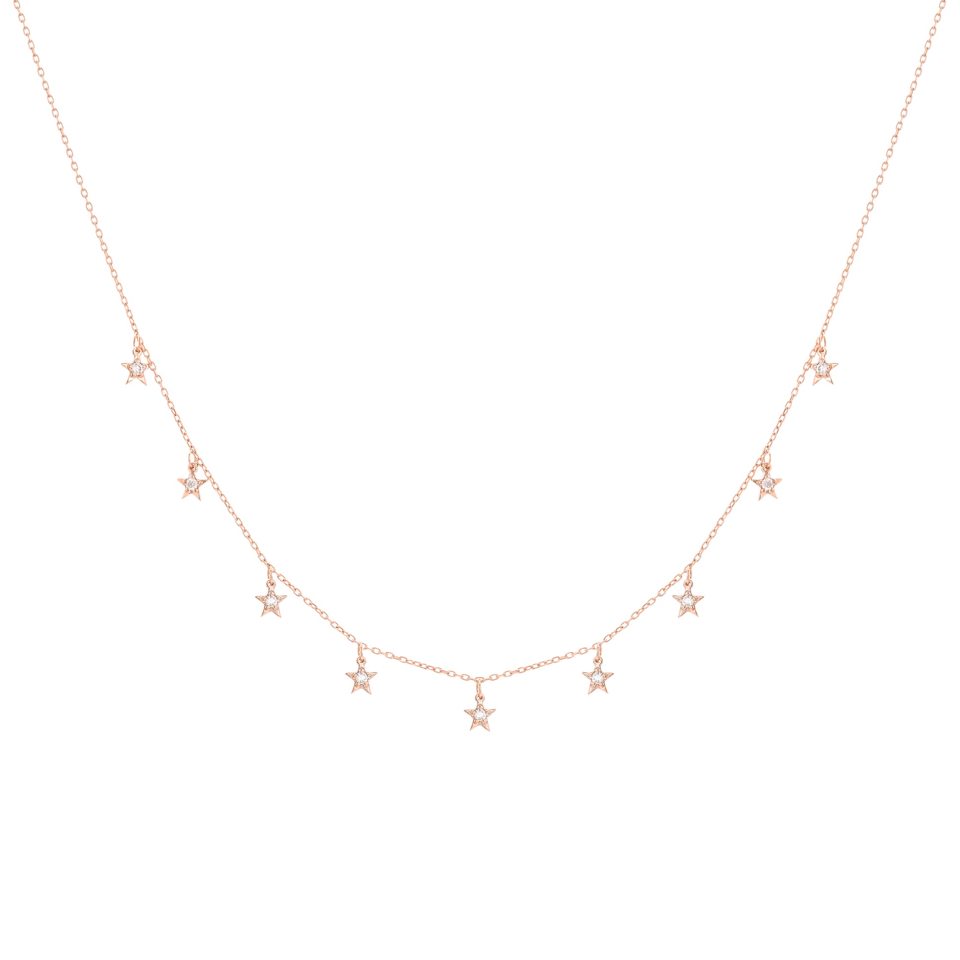 Tiny Diamond Star Necklace in 18k Rose Gold