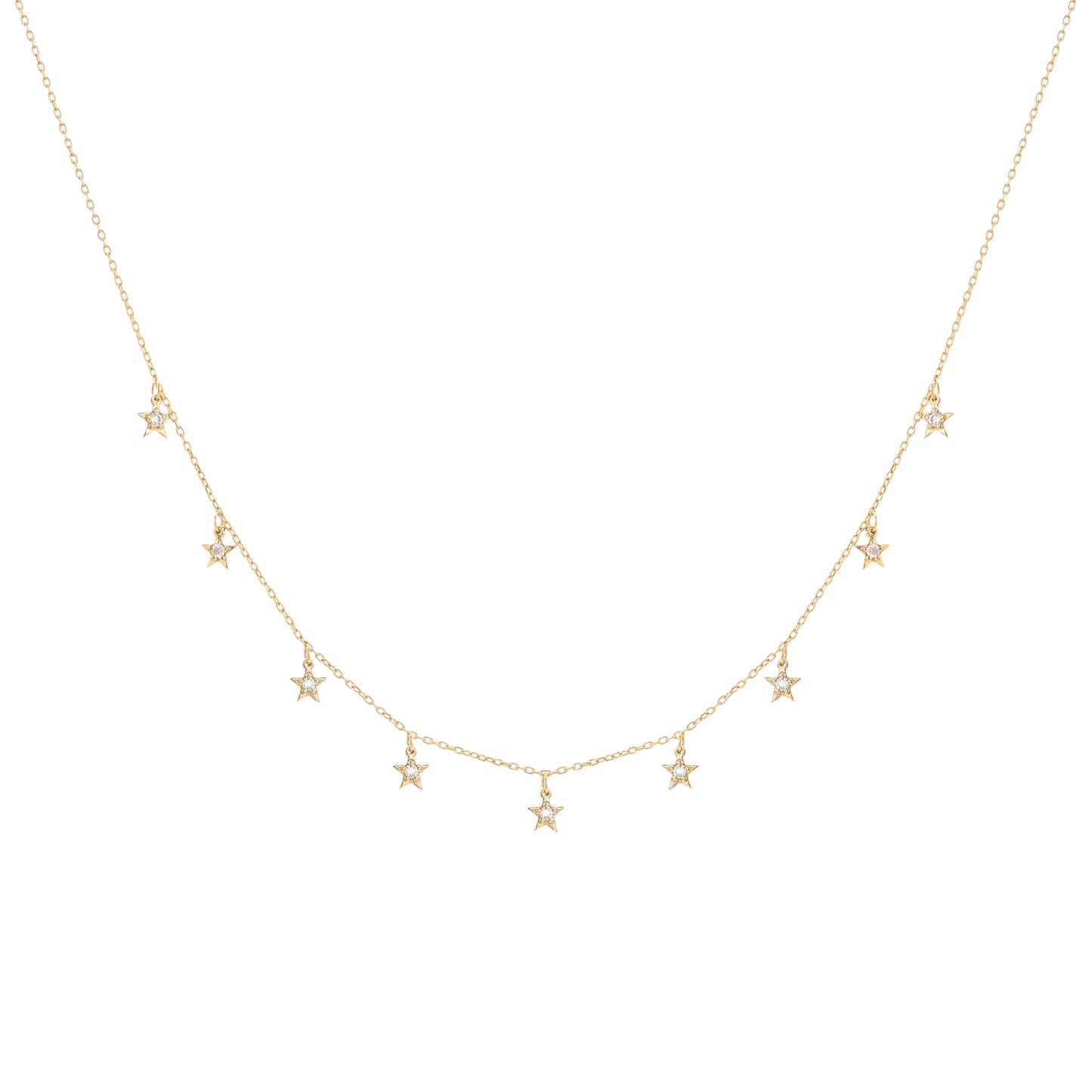 Tiny Diamond Star Necklace in 18k Yellow Gold