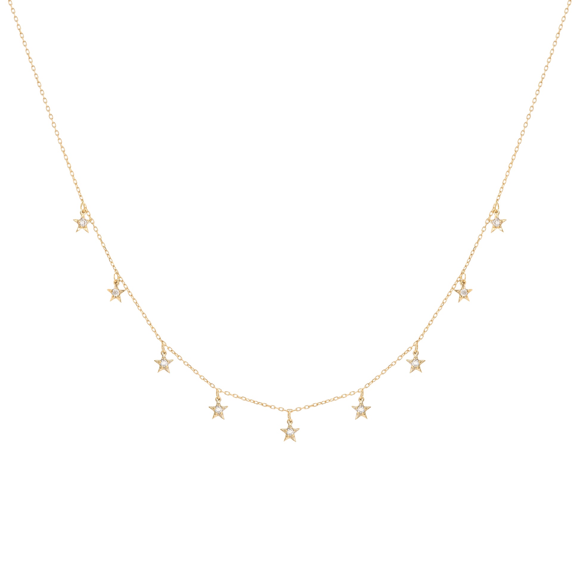 Tiny Diamond Star Necklace in 18k Yellow Gold