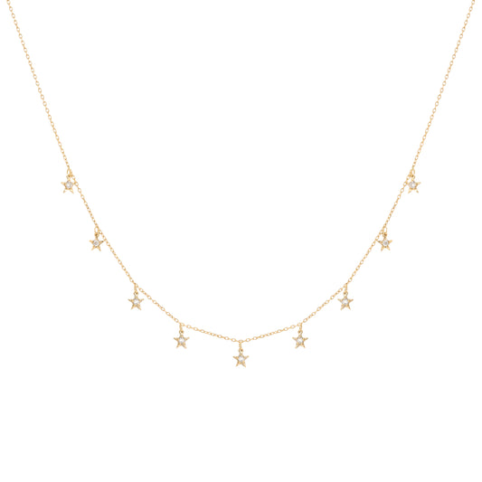 Tiny Diamond Star Necklace in 18k Yellow Gold