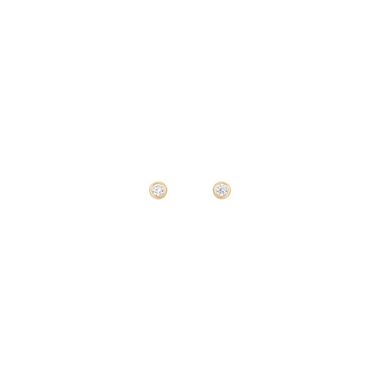 Tiny Diamond Round Studs 18k Yellow Gold