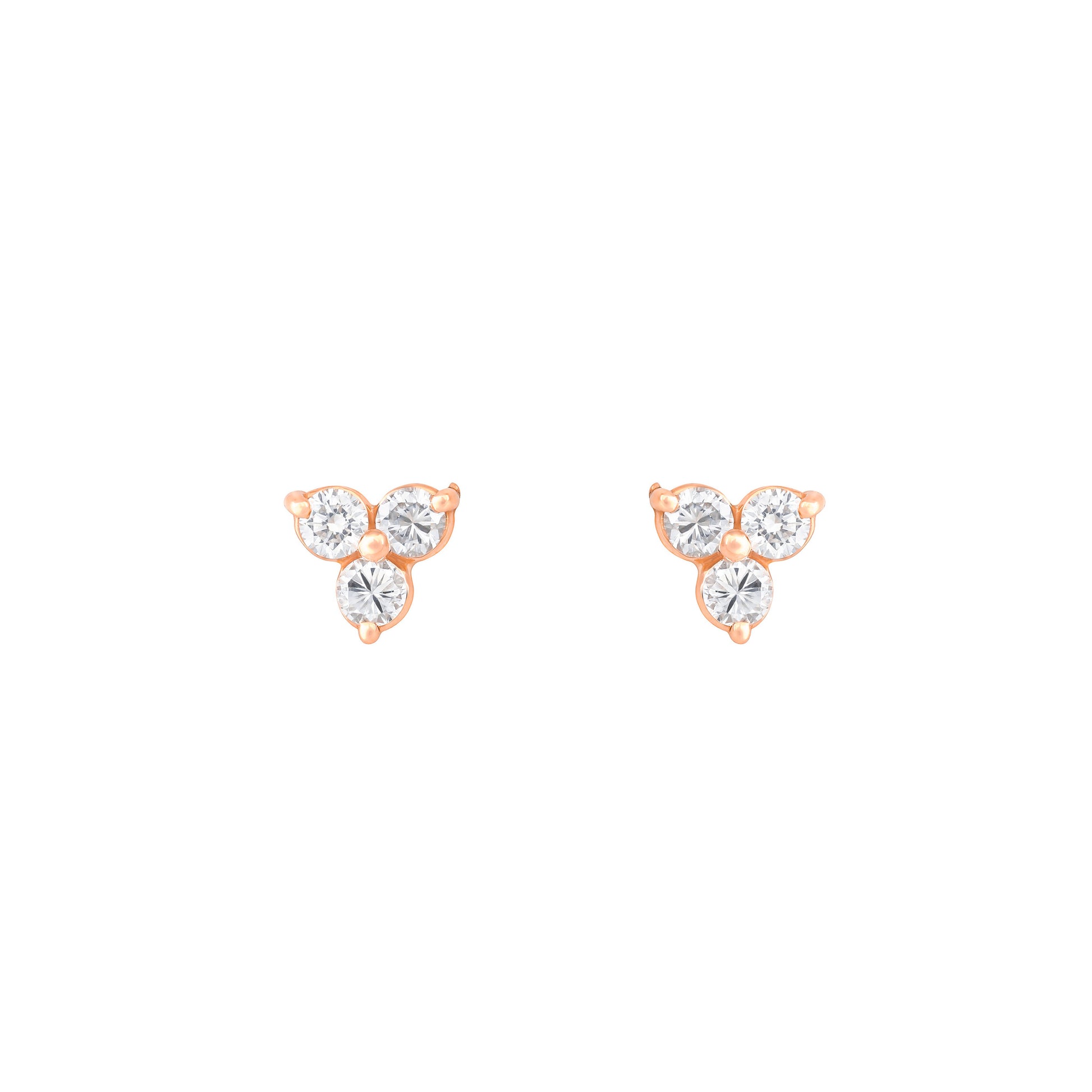 Triangle Diamond Studs in 18K Rose Gold with Diamonds