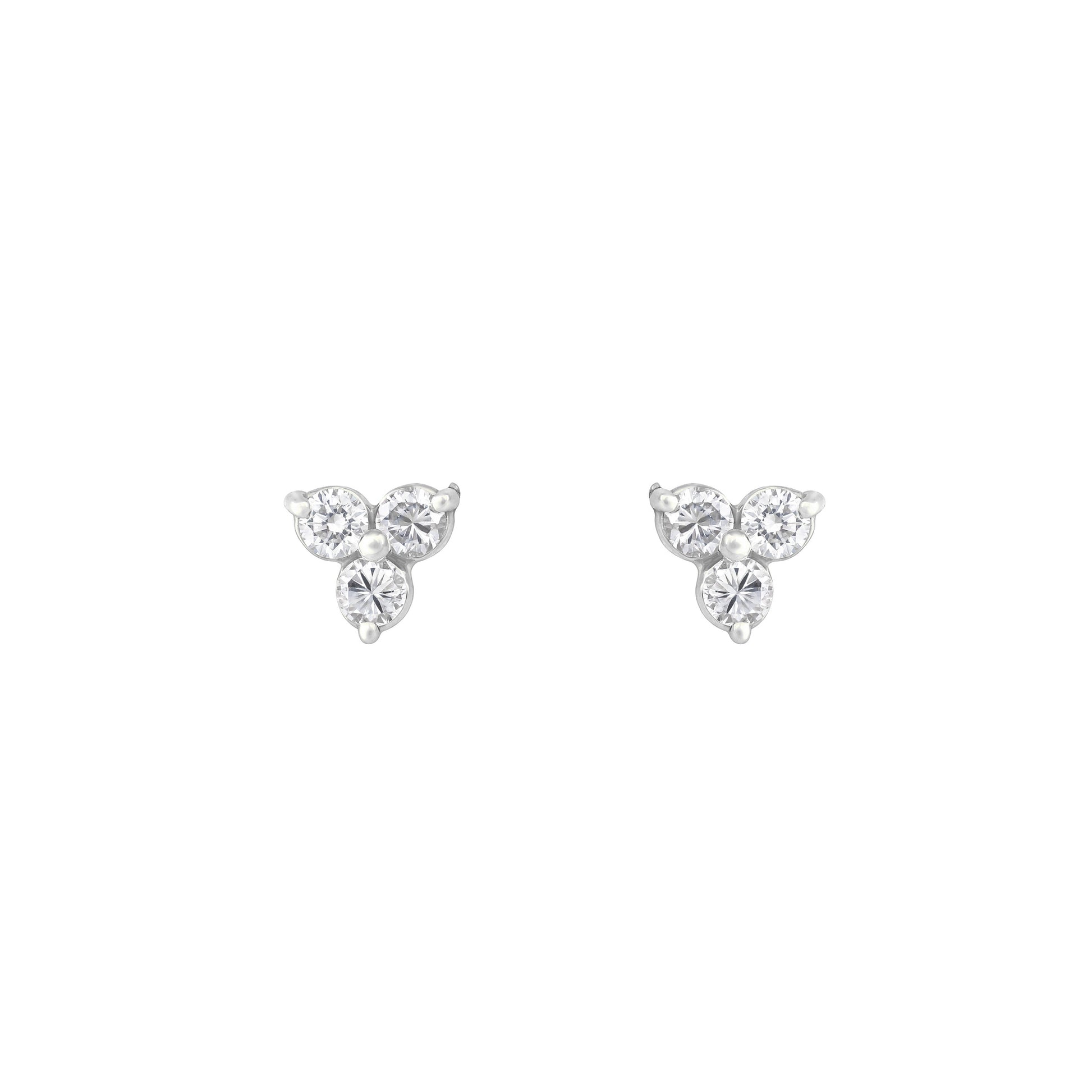 Triangle Diamond Studs in 18K White Gold with Diamonds