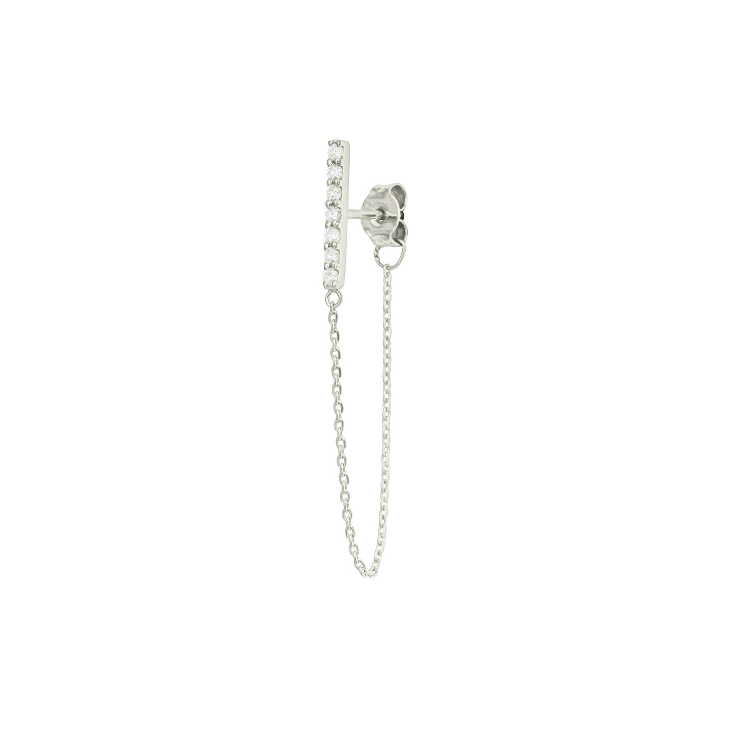 Diamond Bar Front To Back Chain Earring